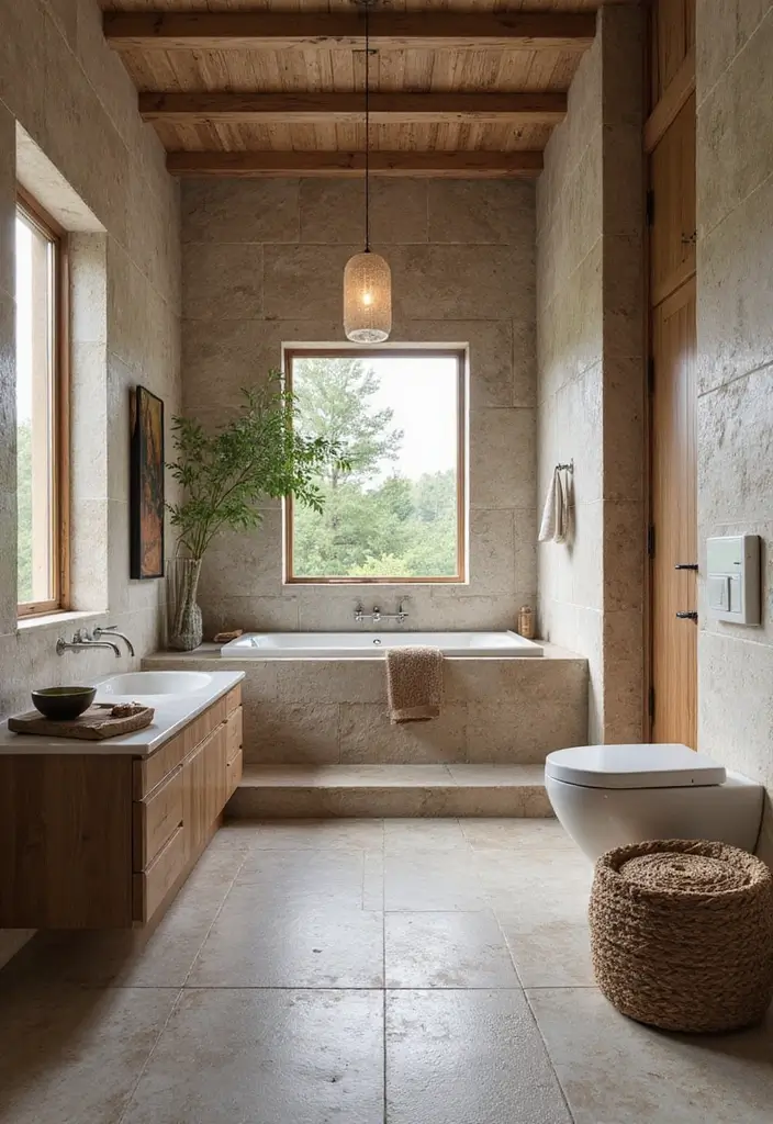 27 Aesthetic Bathroom Tiles That Create a Pinterest Look - 18. Textured Stone Tiles