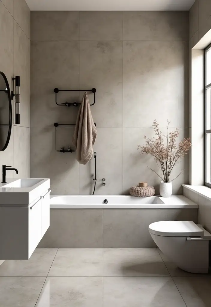 27 Aesthetic Bathroom Tiles That Create a Pinterest Look - 21. Polished Cement Tiles