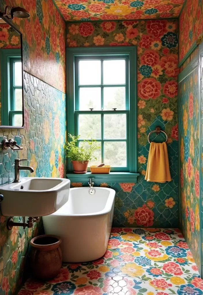 27 Aesthetic Bathroom Tiles That Create a Pinterest Look - 22. Artistic Hand-Painted Tiles