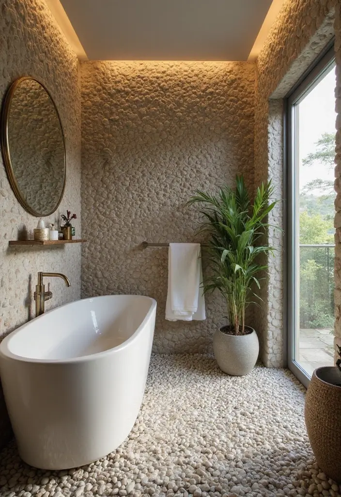 27 Aesthetic Bathroom Tiles That Create a Pinterest Look - 26. Unique Pebble Tiles