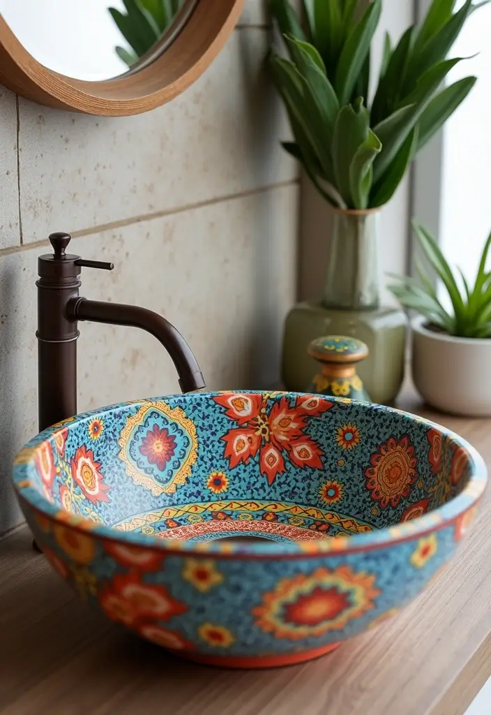 27 Bathroom Basin Design Inspirations That Stand Out - 13. Bold Patterned Basins