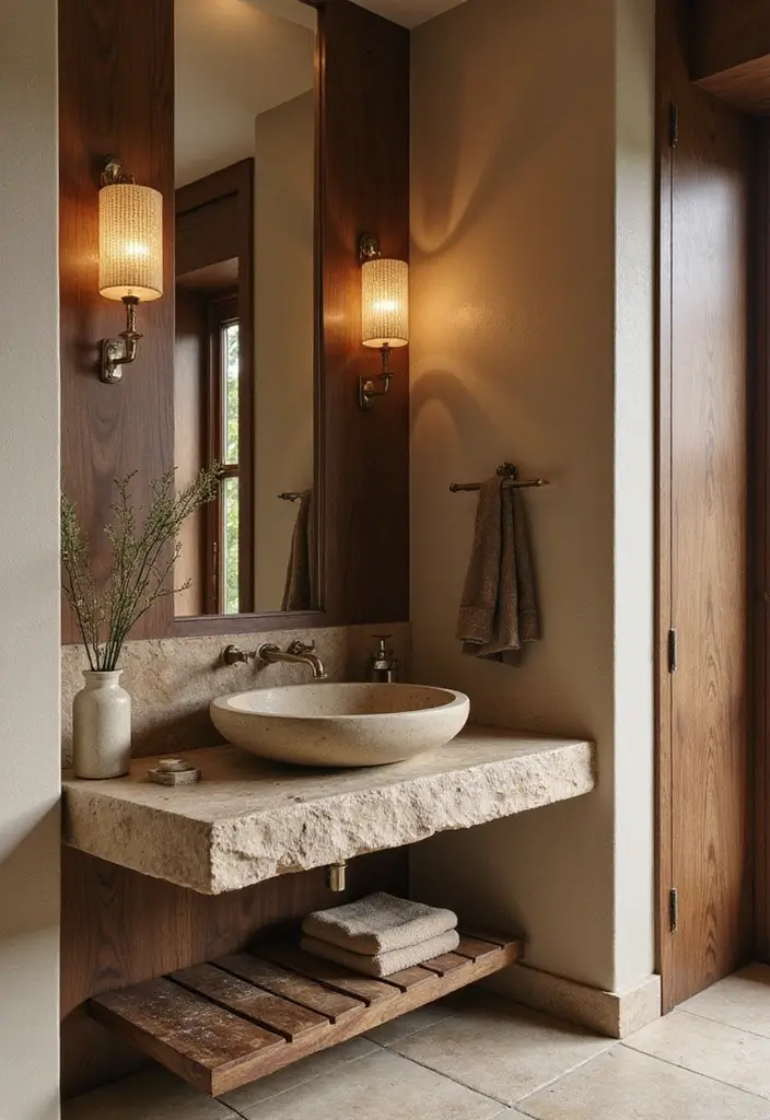 27 Bathroom Basin Design Inspirations That Stand Out - 14. Nature-Inspired Stone Basins
