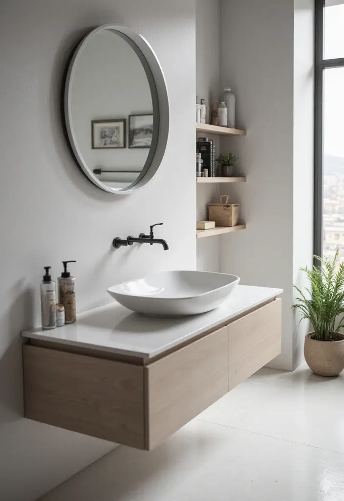 27 Bathroom Basin Design Inspirations That Stand Out - 15. Floating Basins