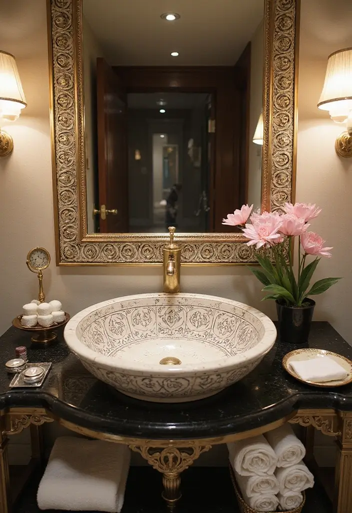 27 Bathroom Basin Design Inspirations That Stand Out - 19. Art Deco Inspired Basins
