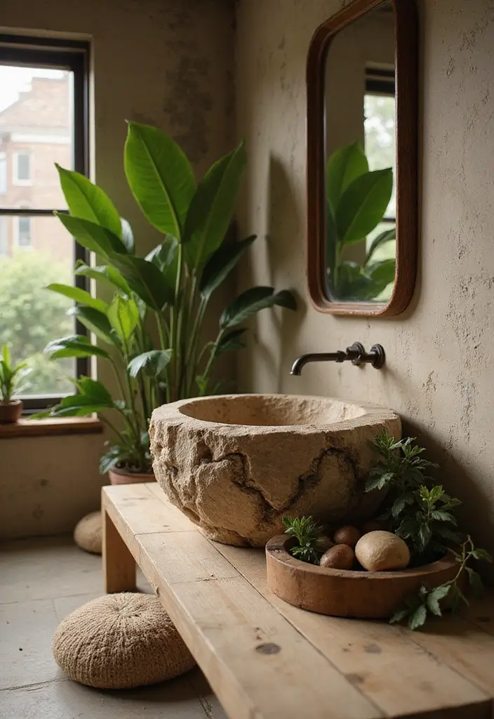 27 Bathroom Basin Design Inspirations That Stand Out - 20. Nature-Inspired Color Palettes