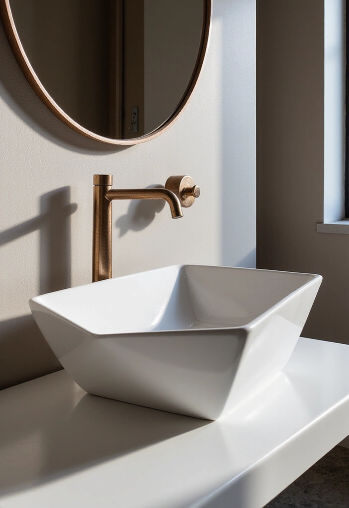 27 Bathroom Basin Design Inspirations That Stand Out - 25. Geometric Basin Designs