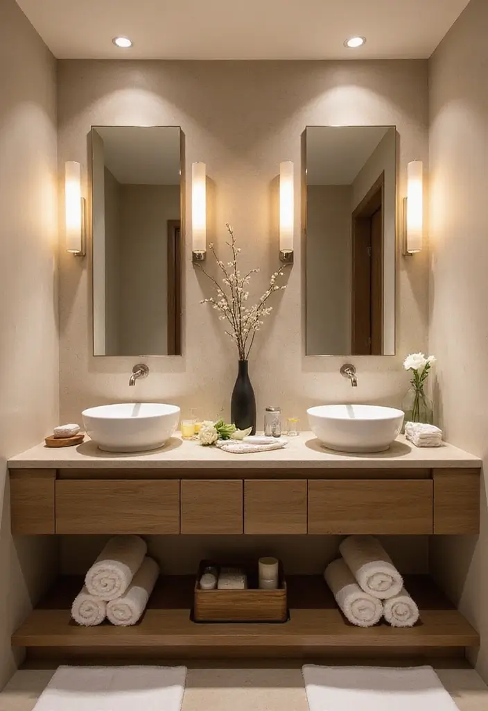 27 Bathroom Double Vanity Ideas That Feel Luxe - 10. Spa-Inspired Tranquility