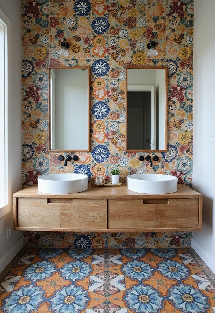 27 Bathroom Double Vanity Ideas That Feel Luxe - 11. Artistic Tile Patterns