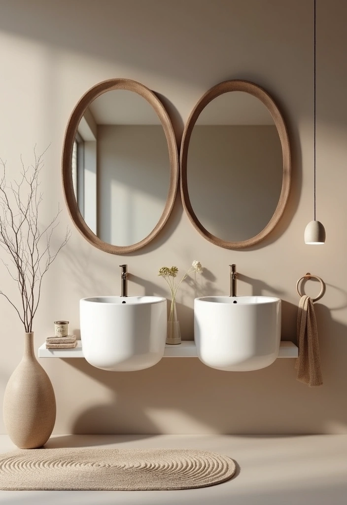 27 Bathroom Double Vanity Ideas That Feel Luxe - 19. Curved and Organic Shapes