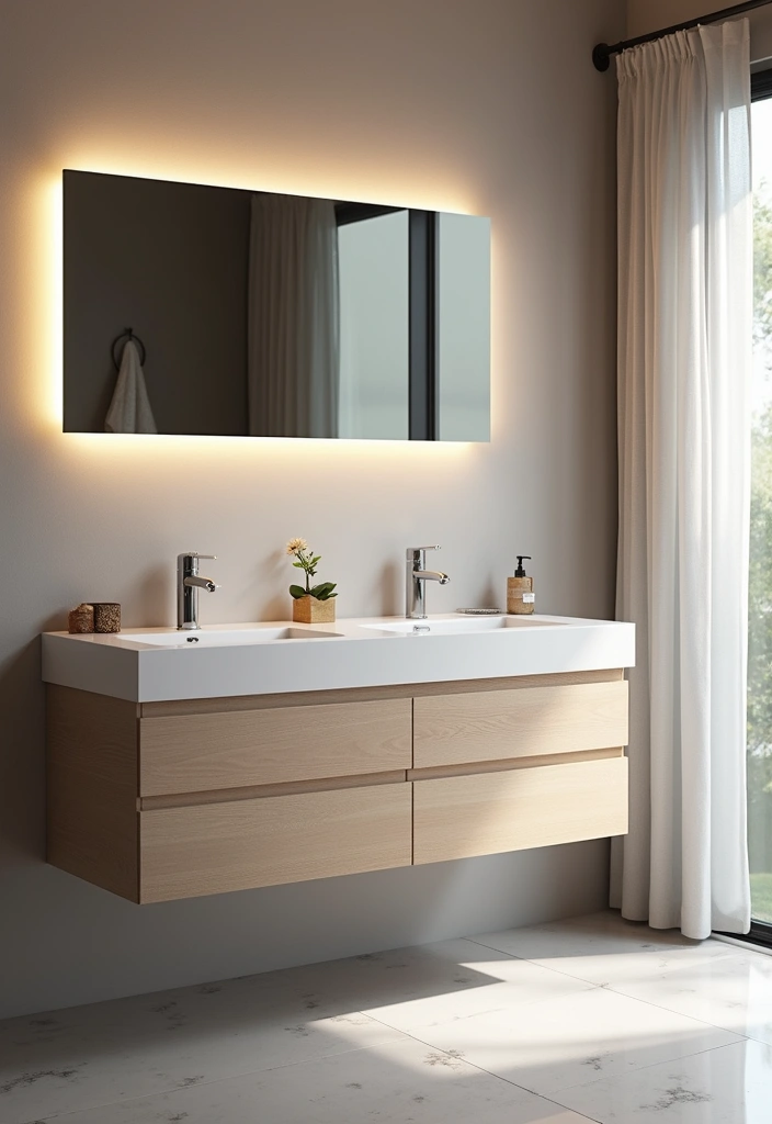 27 Bathroom Double Vanity Ideas That Feel Luxe - 2. Minimalist Floating Vanity