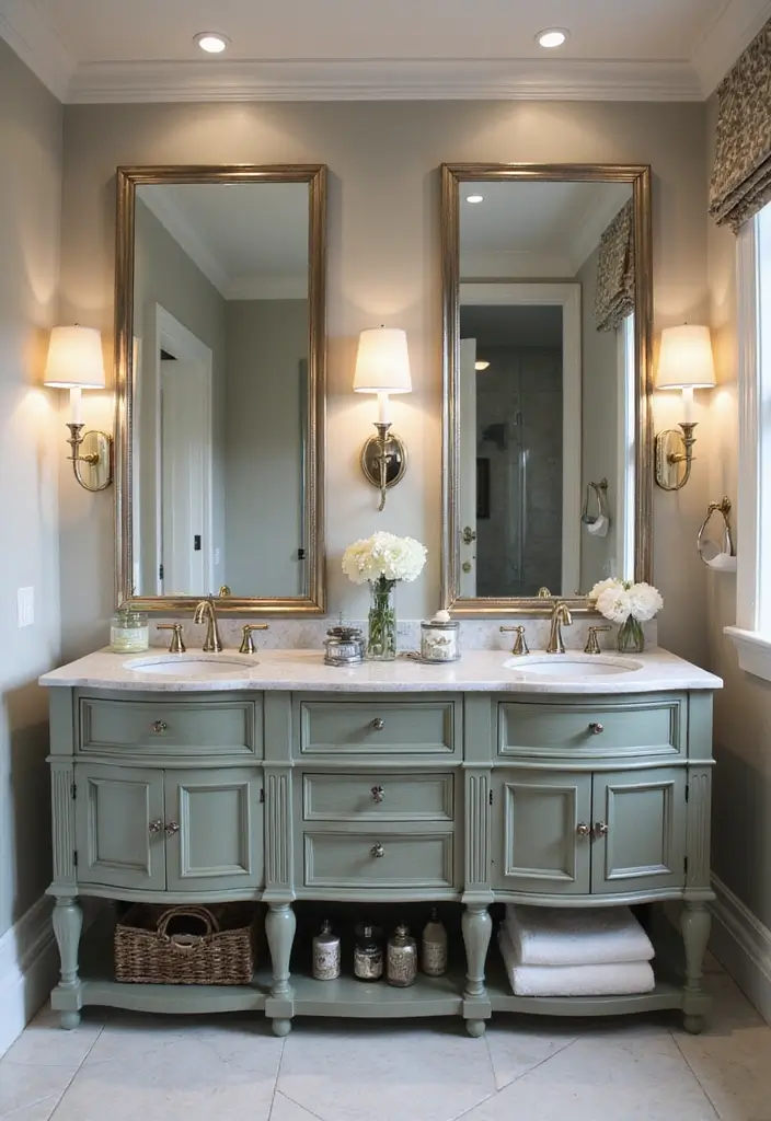 27 Bathroom Double Vanity Ideas That Feel Luxe - 20. Luxurious Glass Accents