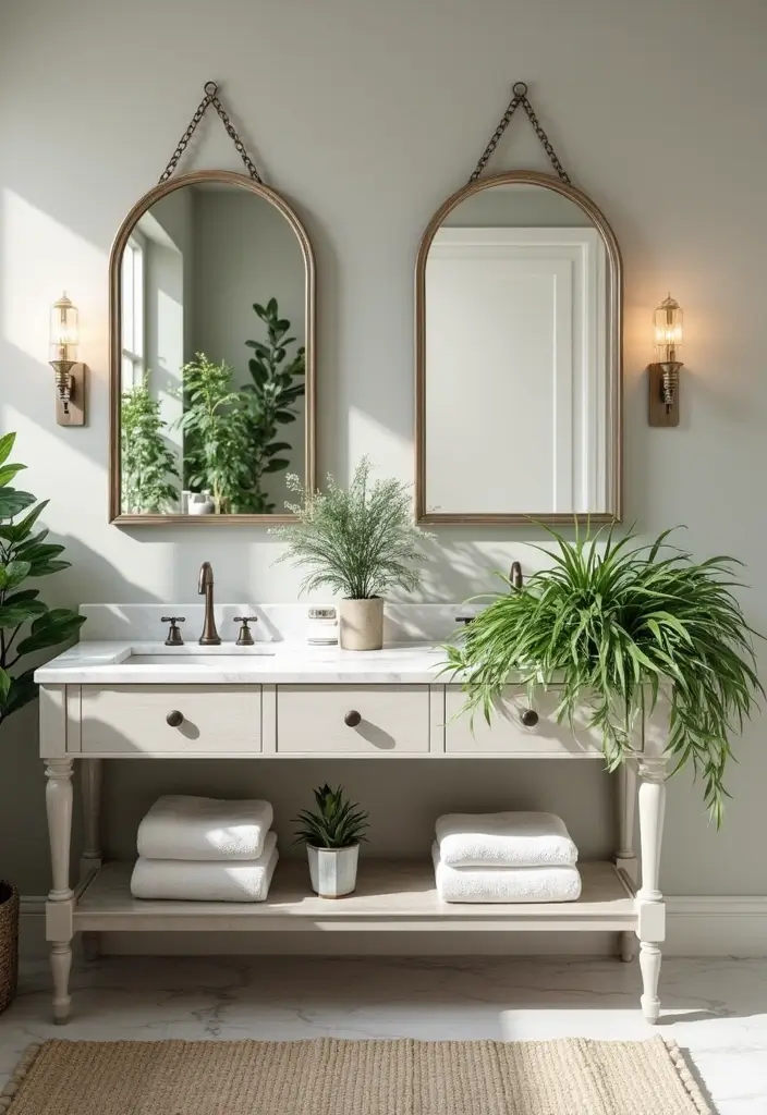 27 Bathroom Double Vanity Ideas That Feel Luxe - 23. Built-In Planters