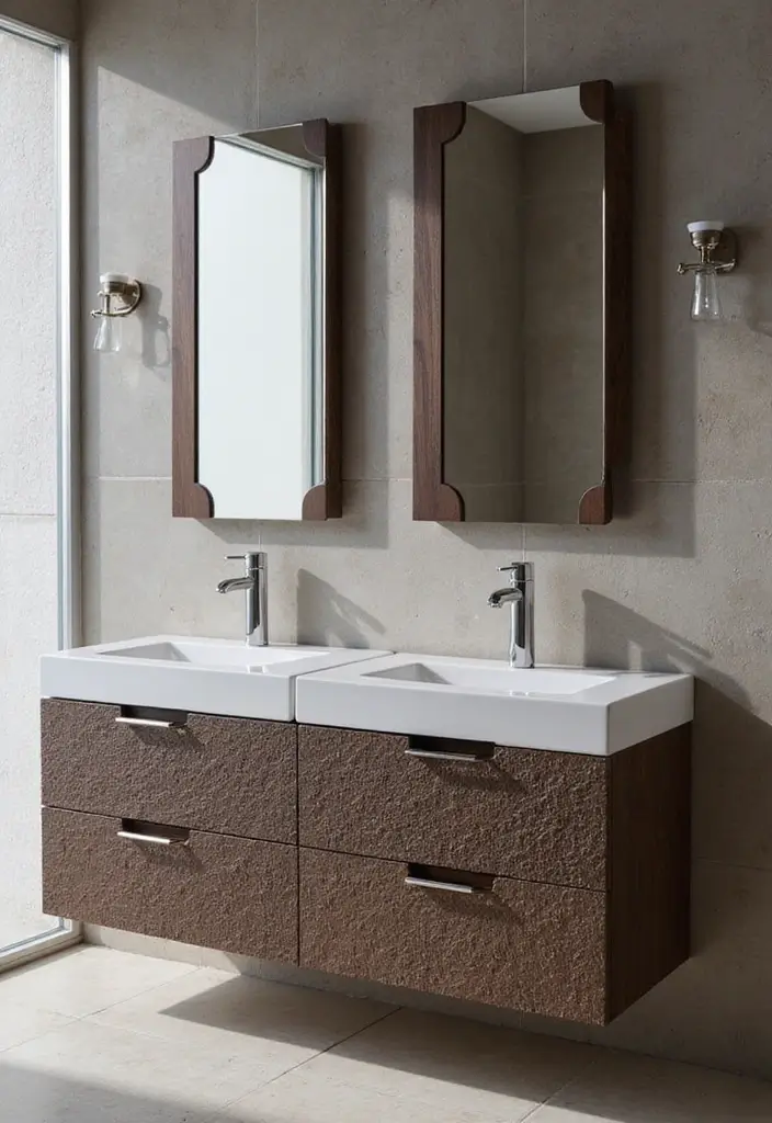 27 Bathroom Double Vanity Ideas That Feel Luxe - 25. Textured Finishes for Depth