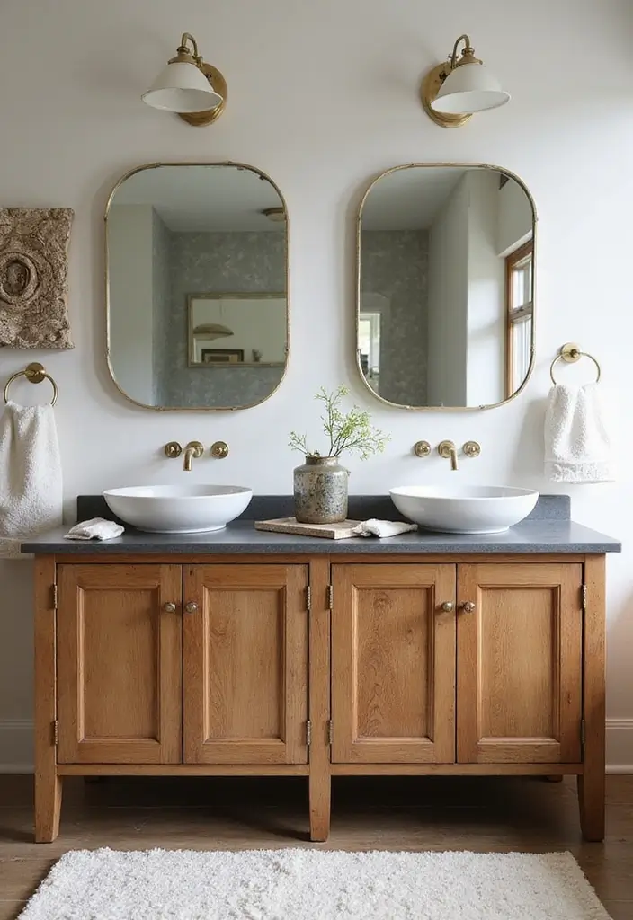 27 Bathroom Double Vanity Ideas That Feel Luxe - 7. Eco-Friendly Recycled Materials