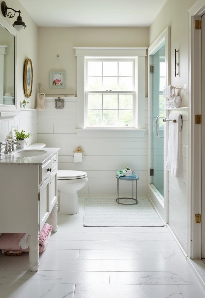 27 Bathroom Flooring Ideas Vinyl Options That Last - 12. Classic White Vinyl for Timeless Appeal