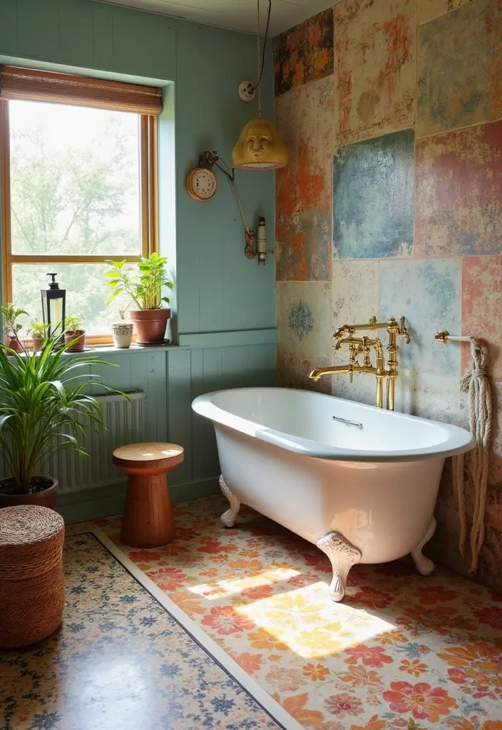 27 Bathroom Flooring Ideas Vinyl Options That Last - 16. Mixed Materials for Unique Looks