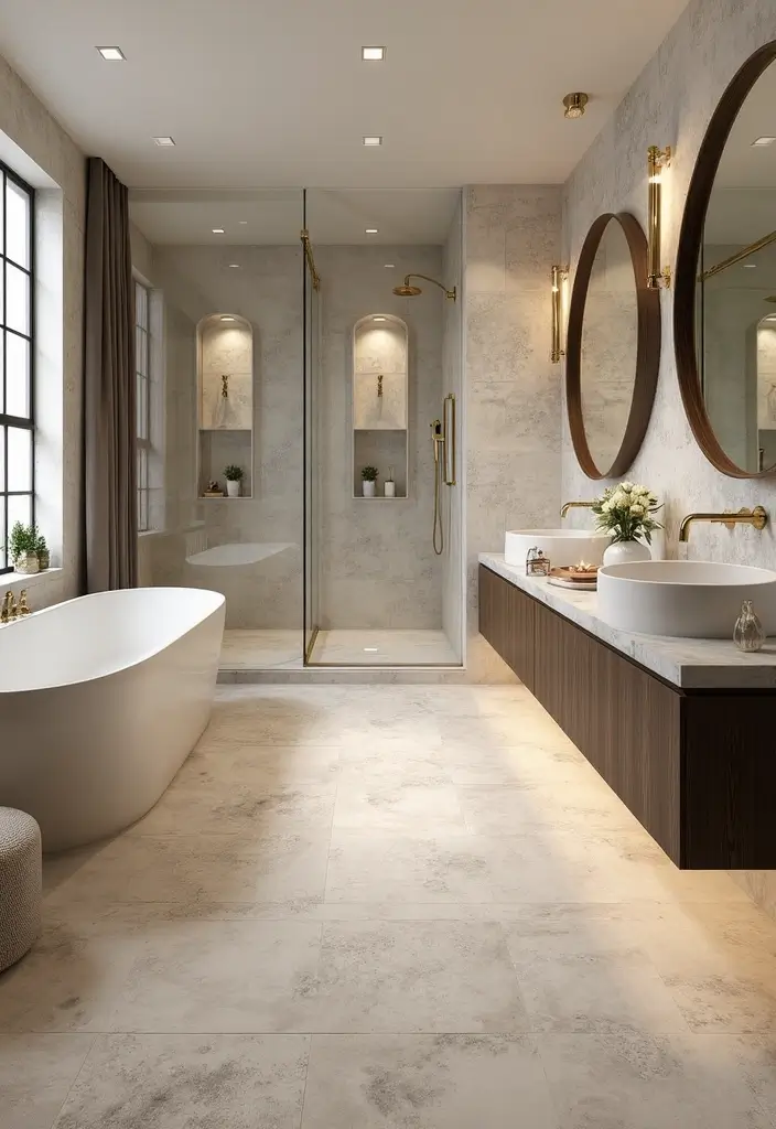 27 Bathroom Flooring Ideas Vinyl Options That Last - 17. Natural Stone Look with Vinyl