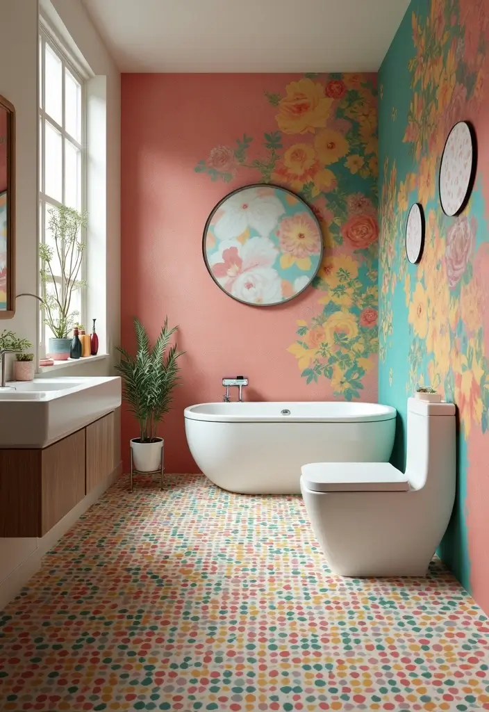 27 Bathroom Flooring Ideas Vinyl Options That Last - 2. Bold Patterns for Creative Flair