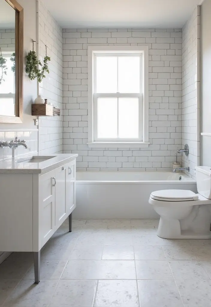 27 Bathroom Flooring Ideas Vinyl Options That Last - 6. Subway Tile Effect with Vinyl