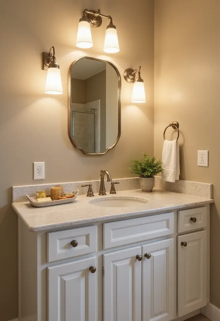 27 Bathroom Sand Color Ideas That Feel Coastal - 10. Coastal-Inspired Lighting