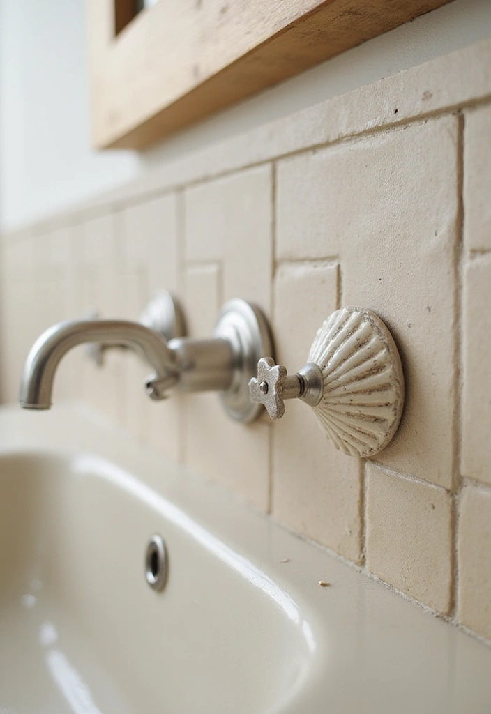 27 Bathroom Sand Color Ideas That Feel Coastal - 12. Shell-Inspired Fixtures