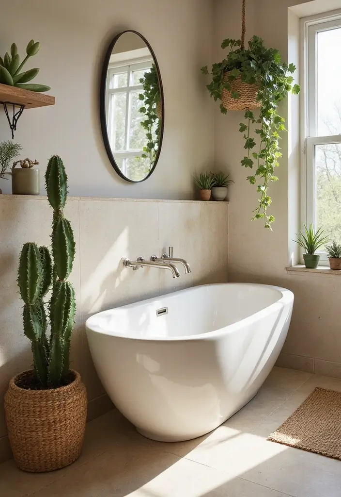 27 Bathroom Sand Color Ideas That Feel Coastal - 13. Beachy Greenery