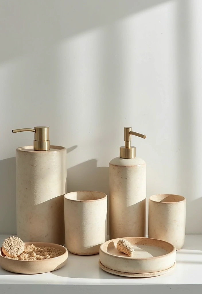 27 Bathroom Sand Color Ideas That Feel Coastal - 22. Beachy Bath Accessories