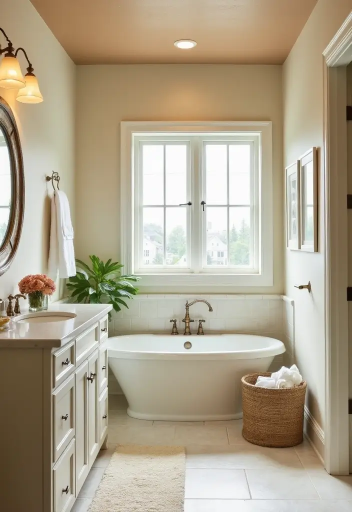 27 Bathroom Sand Color Ideas That Feel Coastal - 24. Sandy Color Ceiling