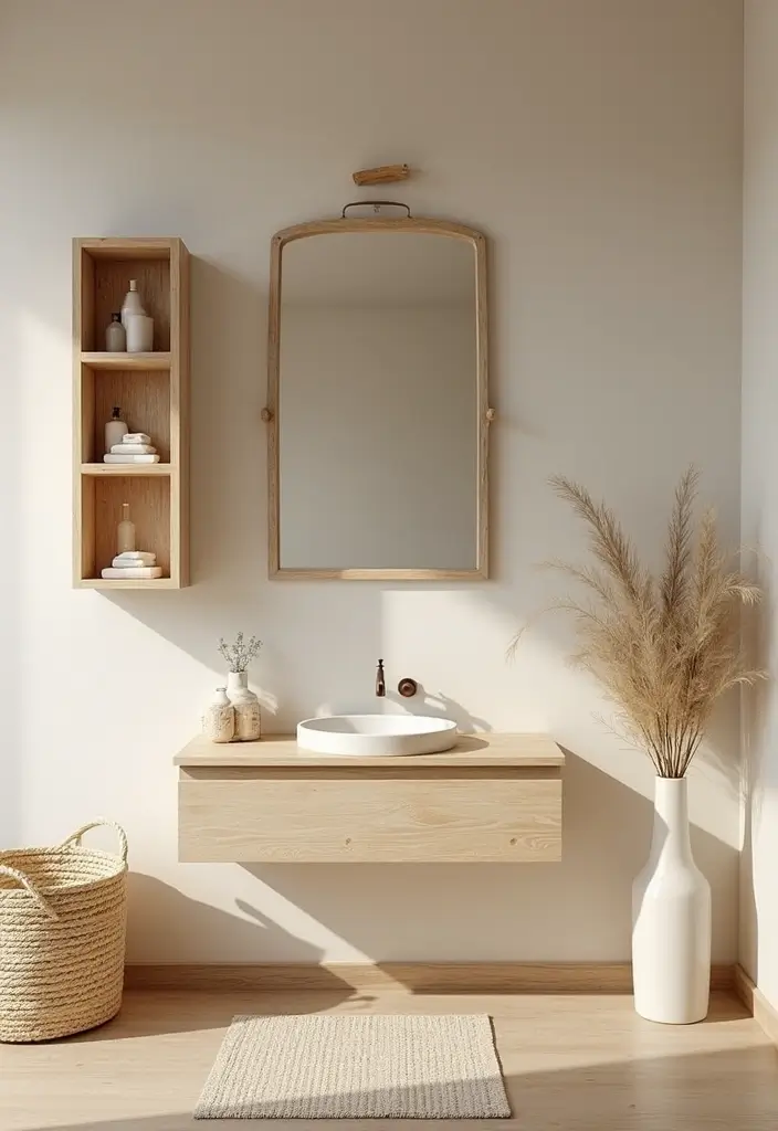 27 Bathroom Sand Color Ideas That Feel Coastal - 4. Natural Wood Accents