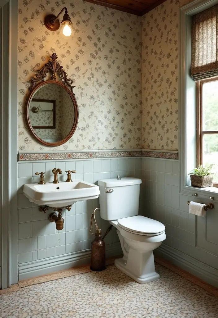 27 Bathroom Tiles Design Ideas That Stay Trendy - 10. Vintage-Inspired Tiles for Nostalgic Charm