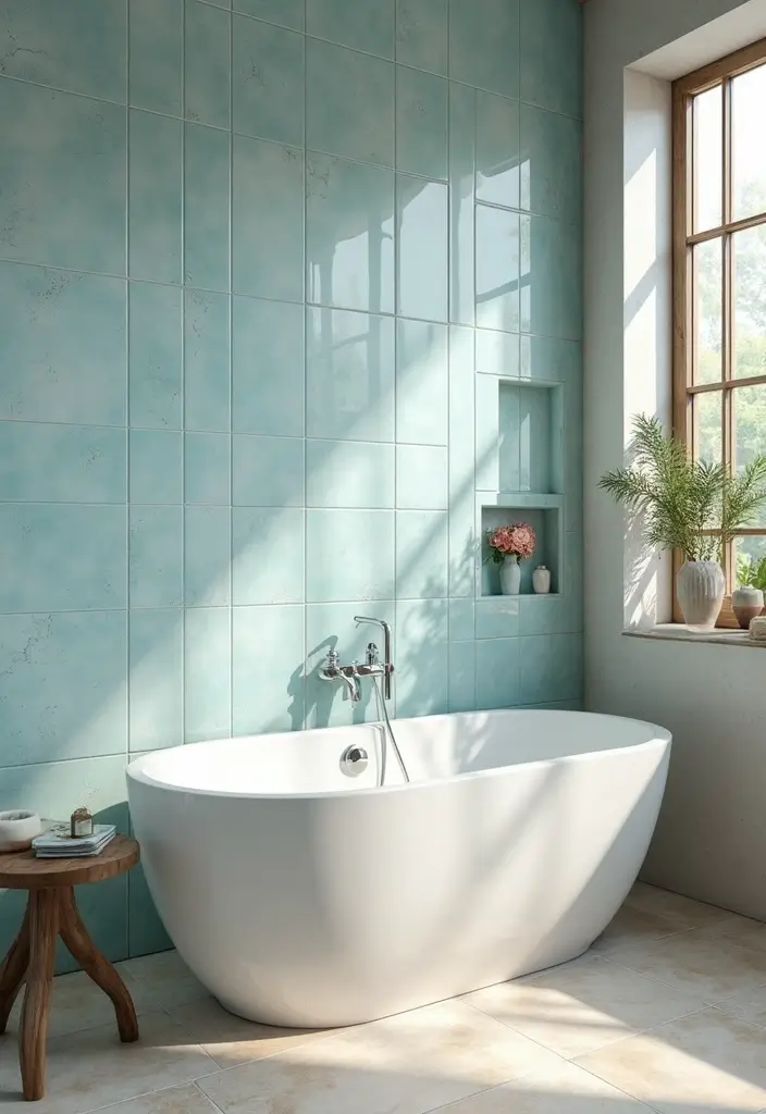 27 Bathroom Tiles Design Ideas That Stay Trendy - 17. Ocean-Inspired Tiles for a Splash of Color
