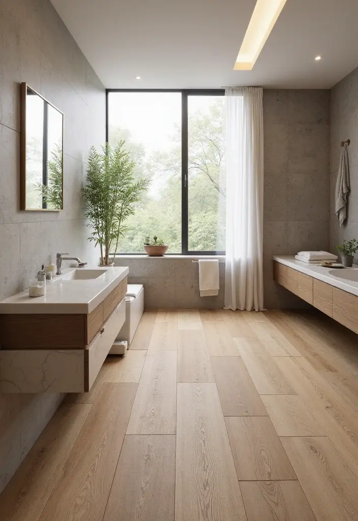 27 Bathroom Tiles Design Ideas That Stay Trendy - 4. Wood-Look Tile for Natural Appeal
