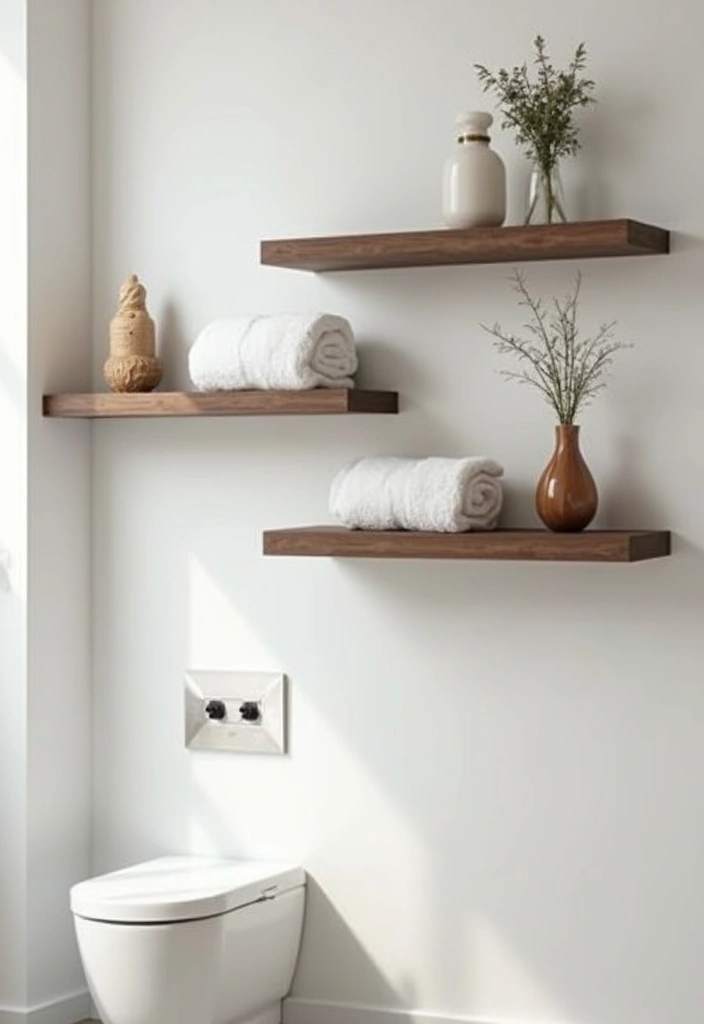 27 Bathroom Towel Storage Ideas That Save Space - 1. Floating Shelves