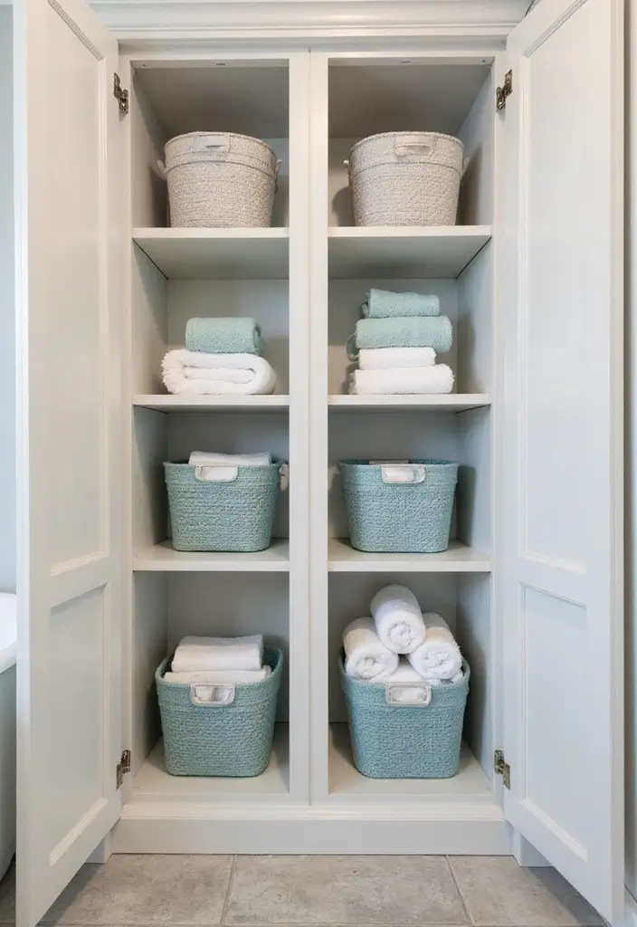 27 Bathroom Towel Storage Ideas That Save Space - 13. Towel Storage Bins