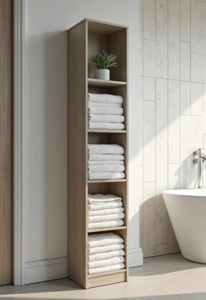 27 Bathroom Towel Storage Ideas That Save Space - 15. Vertical Towel Storage