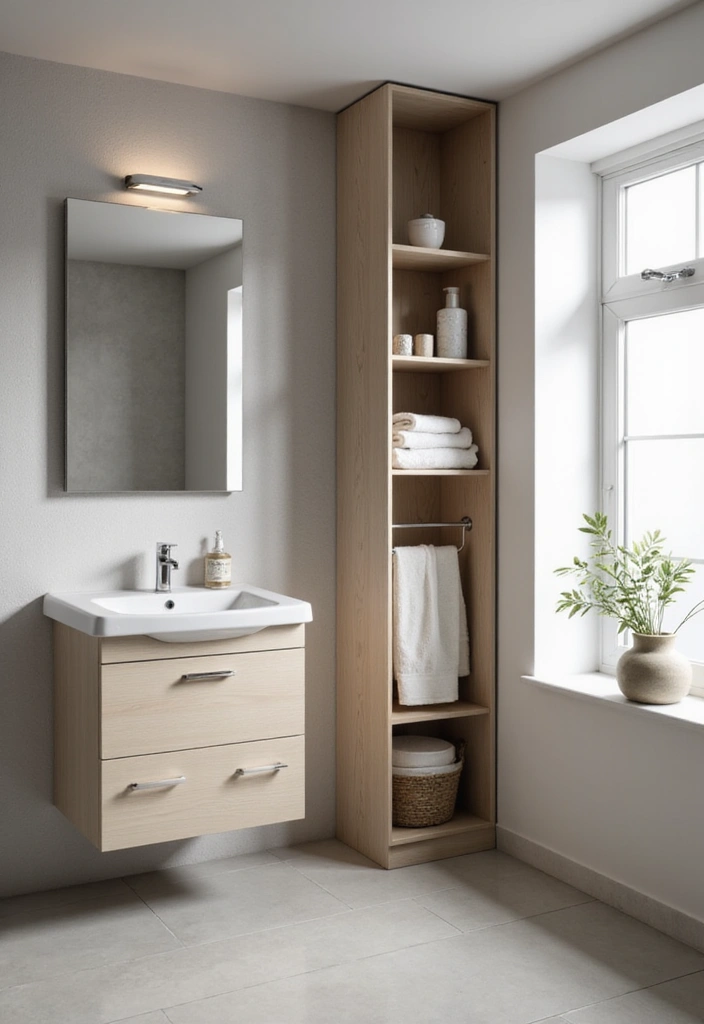27 Bathroom Towel Storage Ideas That Save Space - 19. Slimline Cabinets
