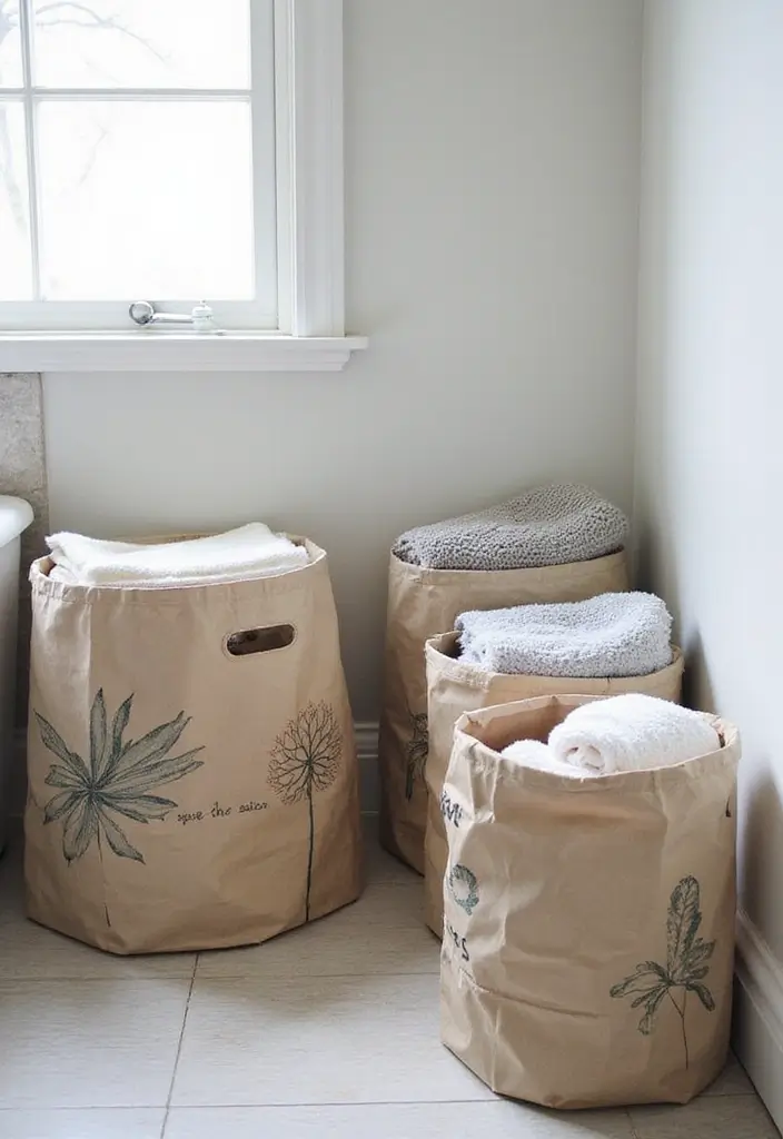 27 Bathroom Towel Storage Ideas That Save Space - 20. Upcycled Storage Bins