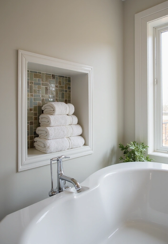 27 Bathroom Towel Storage Ideas That Save Space - 7. Built-In Niches