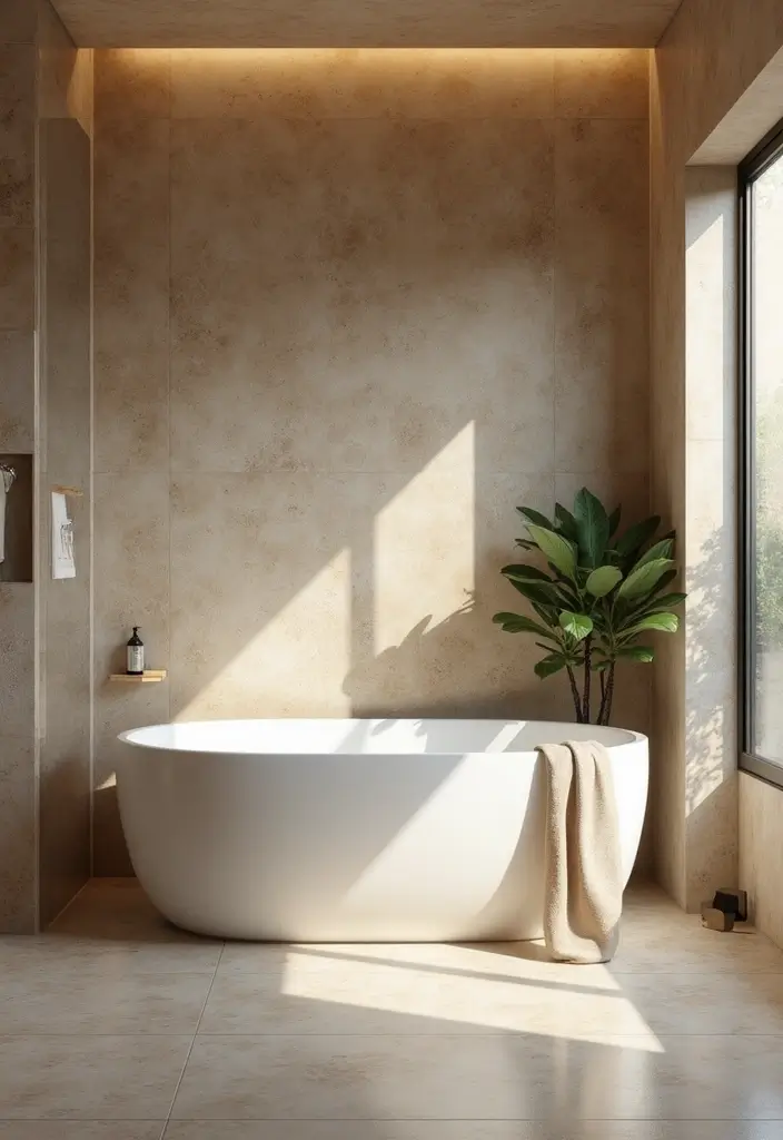 27 Bathroom Tub Tile Ideas That Complement Every Style - 11. Textured Stone Tiles