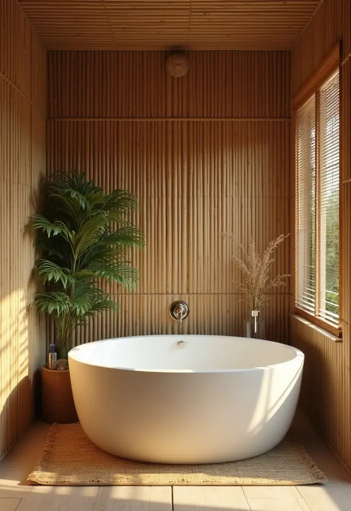 27 Bathroom Tub Tile Ideas That Complement Every Style - 13. Eco-Friendly Bamboo Tiles