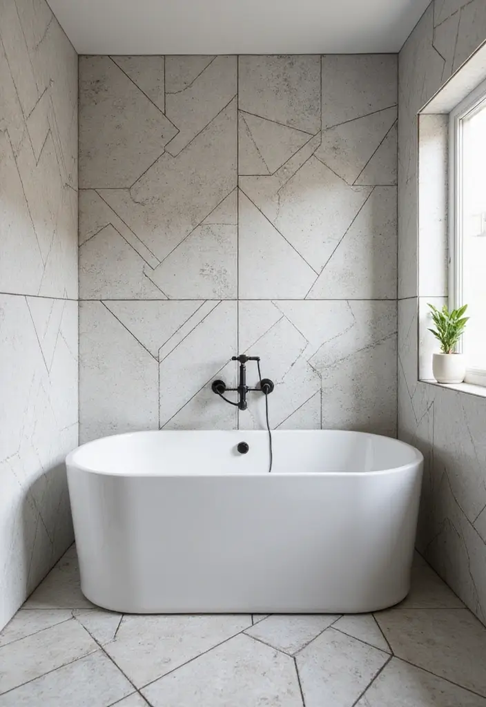 27 Bathroom Tub Tile Ideas That Complement Every Style - 17. Geometric Patterns