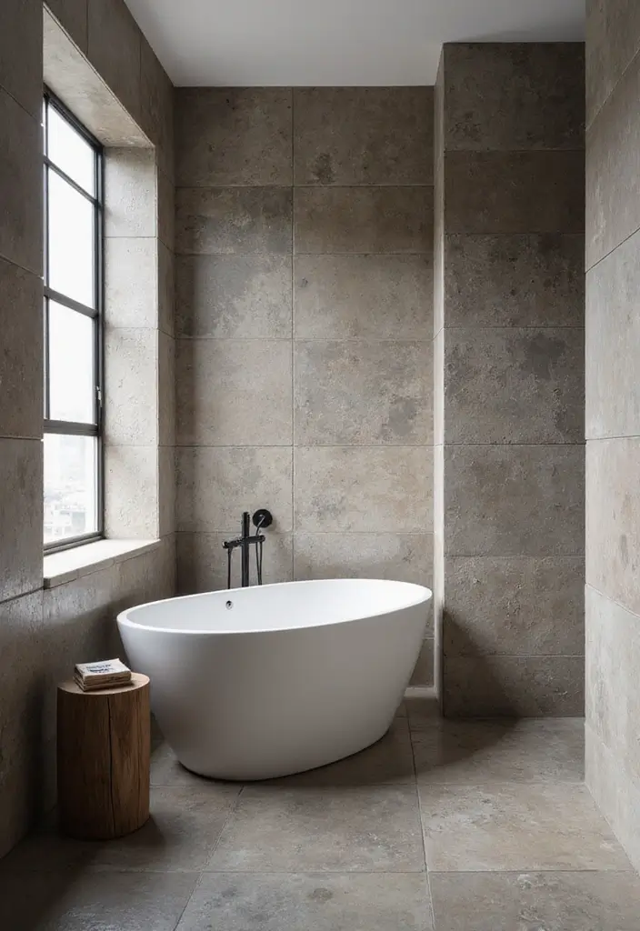 27 Bathroom Tub Tile Ideas That Complement Every Style - 19. Industrial Chic Tiles