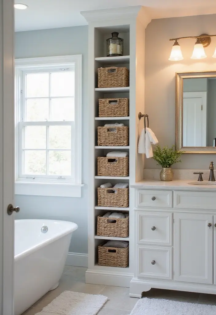 27 European Bathroom Design Ideas That Feel Luxurious - 16. Smart Storage Solutions