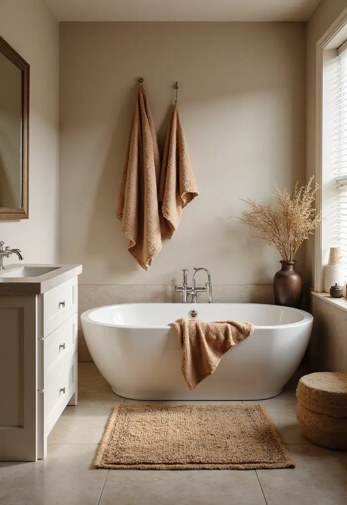 27 European Bathroom Design Ideas That Feel Luxurious - 8. Warm Textiles