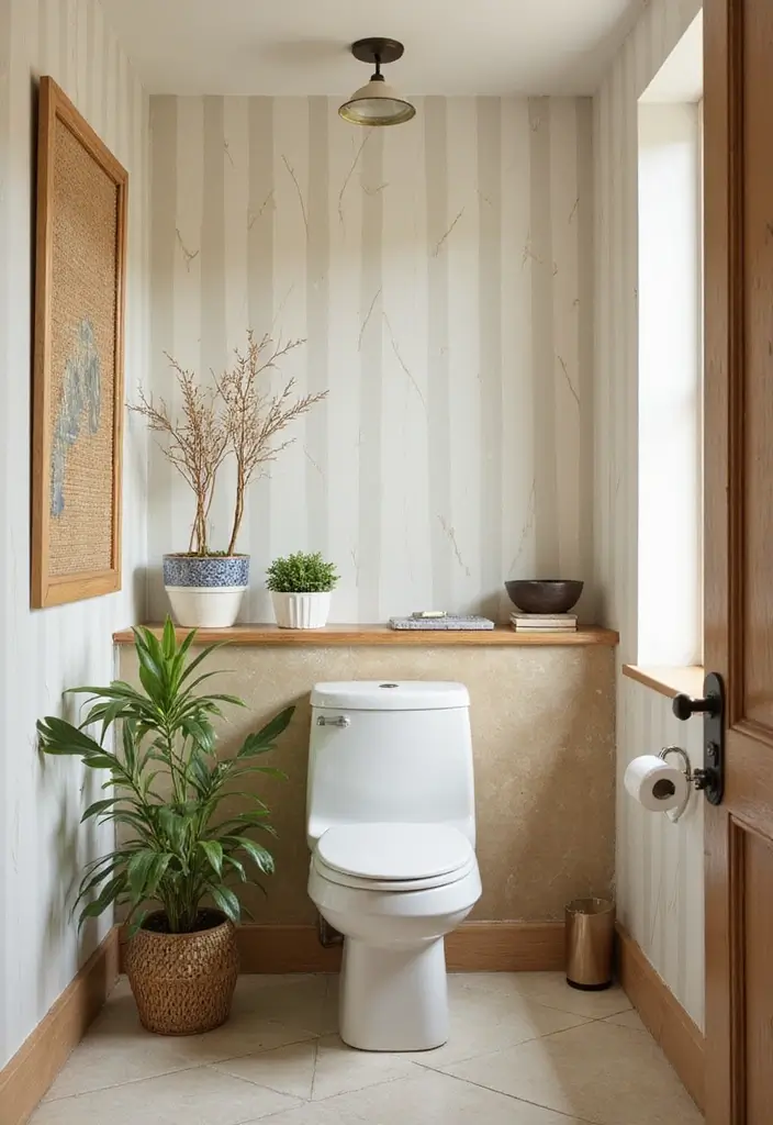 27 Guest Bathroom Wallpaper Ideas That Impress Visitors - 1. Natural Bamboo Prints