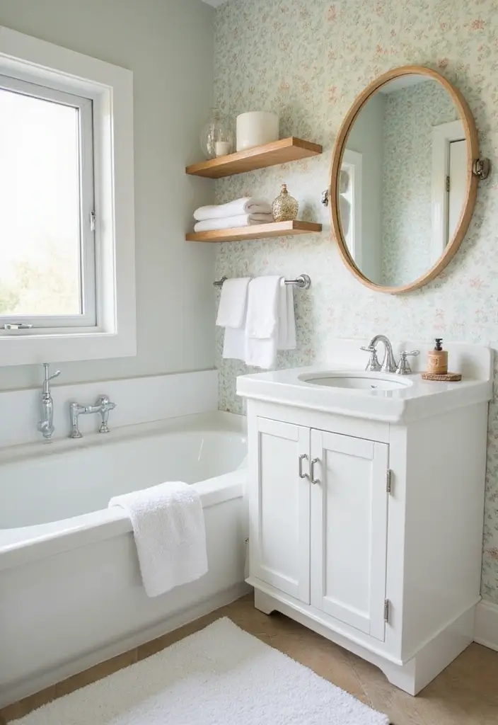 27 Guest Bathroom Wallpaper Ideas That Impress Visitors - 11. Soft Pastel Colors for a Calming Vibe
