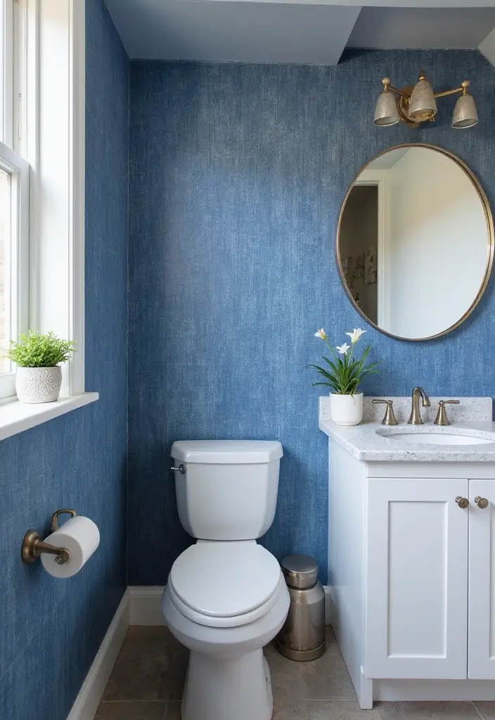 27 Guest Bathroom Wallpaper Ideas That Impress Visitors - 2. Recycled Denim Wallpaper