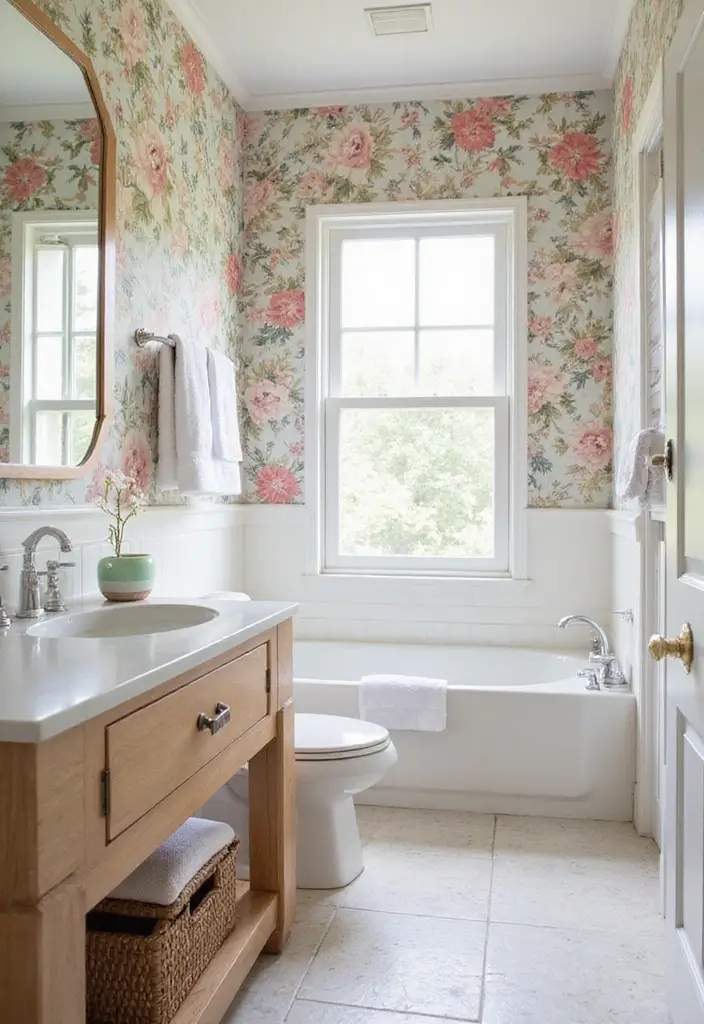 27 Guest Bathroom Wallpaper Ideas That Impress Visitors - 3. Floral Patterns Using Water-Based Inks