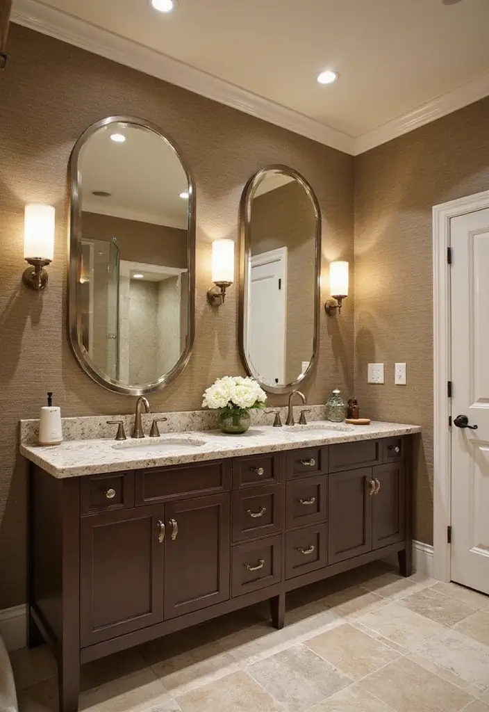 27 Guest Bathroom Wallpaper Ideas That Impress Visitors - 8. Textured Grasscloth Wallpaper