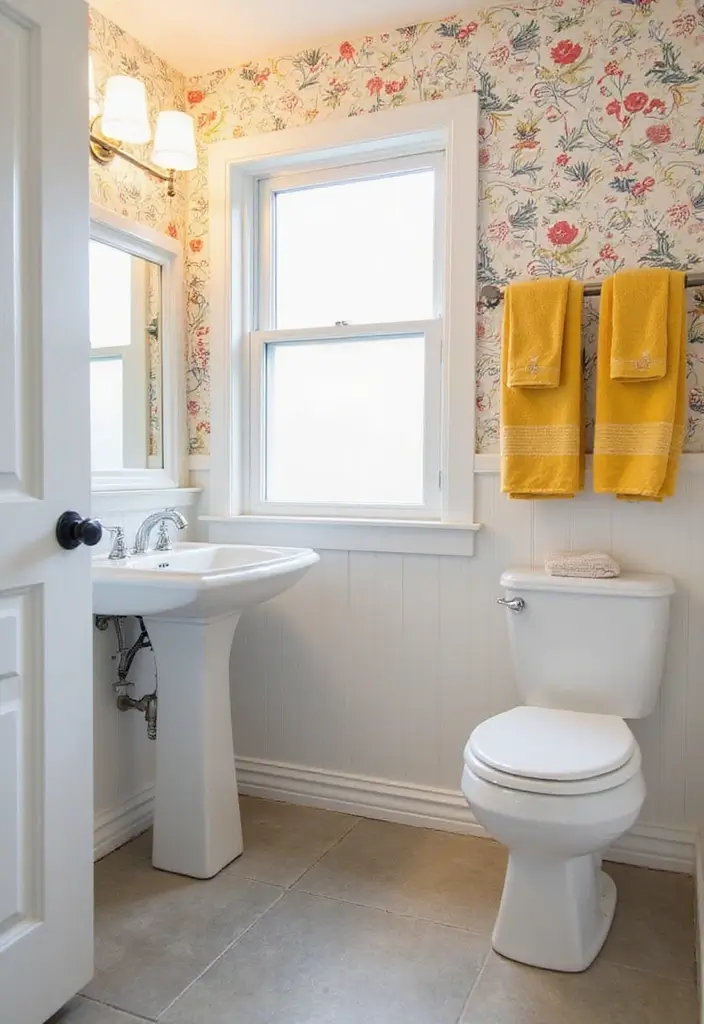 27 Guest Bathroom Wallpaper Ideas That Impress Visitors - 9. Whimsical Patterns for a Playful Touch